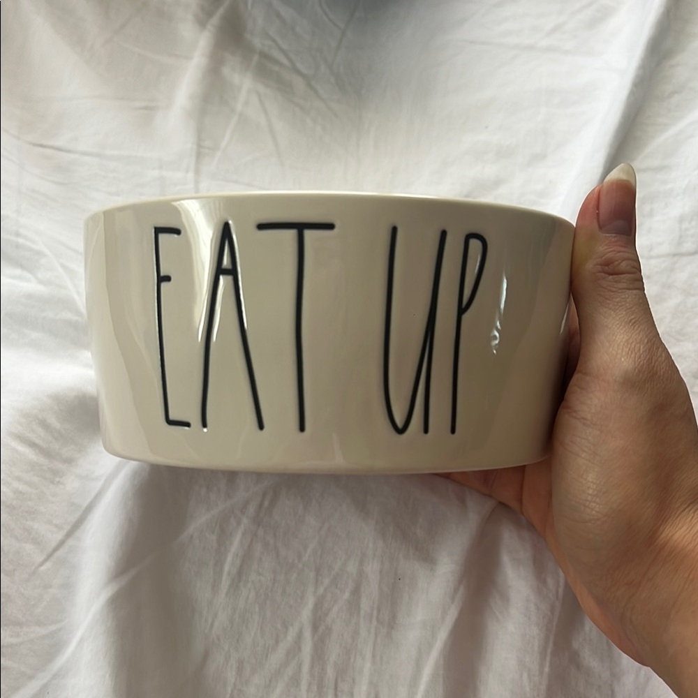 Rae Dunn White Ceramic “EAT UP” Pet/Dog/Cat Bowl